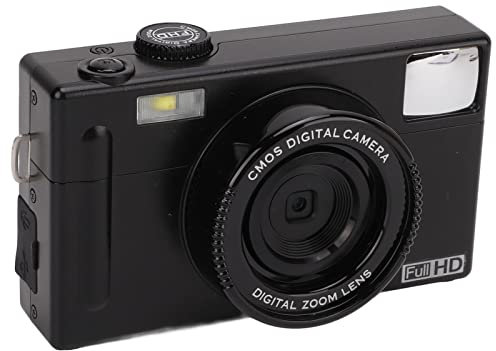 Zunate Fotocamera Digitale Mirrorless FHD, Fotocamera Digitale Portatile HD 1080P con Zoom 16X da 8 MP con Display LCD da 3 Pollici, Videocamera Mini Vlog per PC, per Bambini, Amici, Casa(Nero)