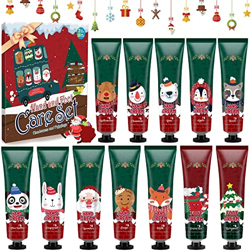 Set de 12 PCS Crema de Manos y Pies - Set de Regalo para Mujer Crema Hidratante Reparadora con Fragancias Rápida Absorción para Manos Secas - Regalo para Navidad Acción de Gracias