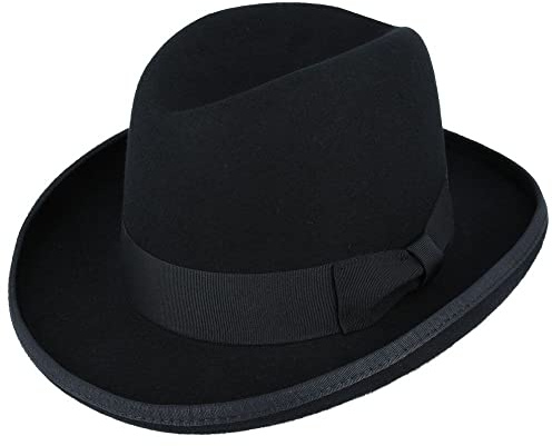 The Homburg hatt | Traditionell Churchill-stil ullhatt svart, Svart, M