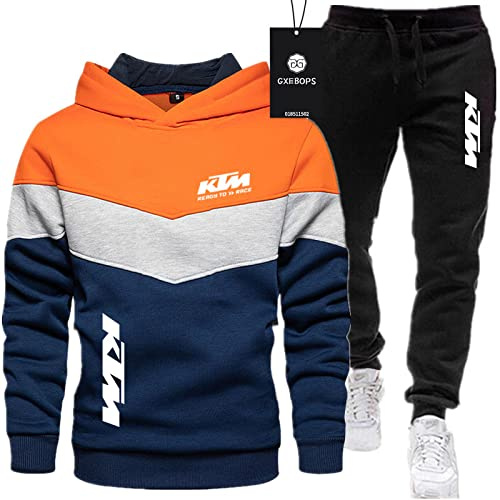 SPONYBORTY Traje Deportivo para Hombre Suéter + pantalón de Dos Piezas Costura de Tres Colores más Engrosamiento de Terciopelo Traje de Jogging Sudadera con Capucha Ropa Deportiva Football/D/L