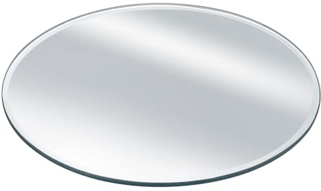 FINGERINSPIRE Runder 15cm abgeschrägter Glasspiegel 3mm dick Spiegelpanele Modernes Aussehen Ästhetischer Spiegel Glasspiegel für Wanddekoration, Kristallfiguren und Sammlerstücke Display