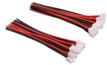 OliYin 10 Paar JST-XH 2,54 mm 1S 2-polige Balance-Stecker, männlich und weiblich, mit 22 AWG 10 cm Silikondrahtkabeln