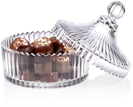 Barattolo in vetro con coperchio, zuccheriera, piccolo piatto decorativo per dolci, cioccolatini, contenitori da portata da tavolo, centrotavola per feste e matrimoni, trasparente (14 cm – 500 ml)