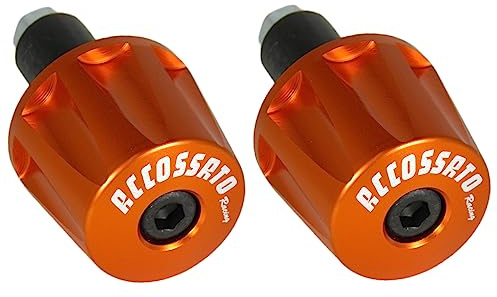 Paar orangefarbene Gegengewichte für Lenker mit Innenloch von 12 mm bis 20 mm für KTM Duke 690 von 2012 bis 2017 (CC 690)