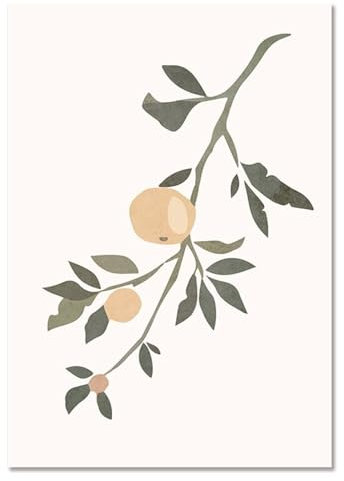 CCACHE Modernes Zitronenbaum-Poster und Drucke, minimalistische Wandkunst, Obst, Beige, Leinwandgemälde, nordische ästhetische Bilder für Wohnzimmerdekoration, 40 x 60 cm x 1, ohne Rahmen