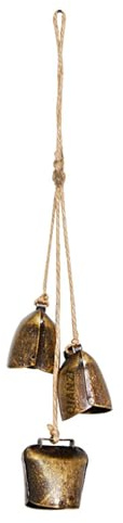 Haloppe Windspiel Kuhglocken Eisenglocke Glockenspiel mit 3 großen Vintage-Kuhglocken Rustikale Wandbehang Dekor für Zuhause Outdoor Kuhglocken für Dekoration B