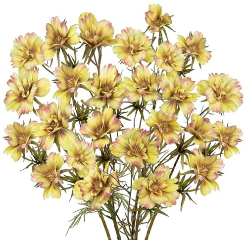 Arborus Flores de otoño de 27.9 pulgadas de largo, flores artificiales de crisantemo de seda sintética, flores de crisantemo falsas amarillas para jarrones altos, decoración de otoño para el hogar