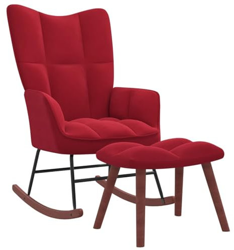 ARKEM Schaukelstuhl mit Hocker Samt Weinrot Sessel Wohnzimmer Sessel Mit Schlaffunktion