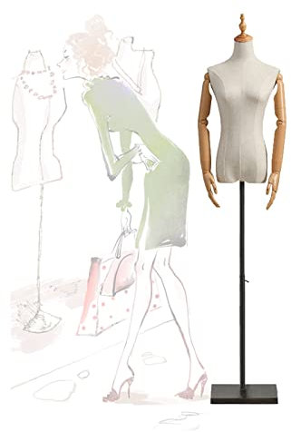 Weiblicher Schaufensterpuppen-Torso, Halbkörper-Schaufensterpuppe für Frauen ohne Kopf, bewegliche Dummy-Puppe mit Metallständer, zur Präsentation von Ladenkleidung, 2 Größen, 2 Stile (B Small)