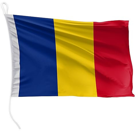 FLAGLY bandera de barco Rumanía 60 x 40 cm formato apaisado - 115g/m² peso tela - impresa, robusta con cuerda y lazo, accesorios de barco barco a motor