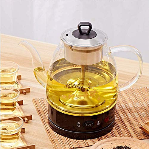 CGCSYZ Théière électrique, Bouilloire à thé avec infuseur à thé, théière en Verre Intelligente, Fonction de réchauffage et Protection Contre l'ébullition à Sec, 500 W, sans BPA