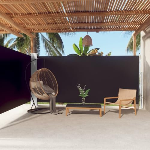JUDYY Seitenmarkise Ausziehbar, Windschutz, Seitenmarkise, Sichtschutz Ausziehbar, Seitenwandmarkiese, Schwarz 180x600 cm