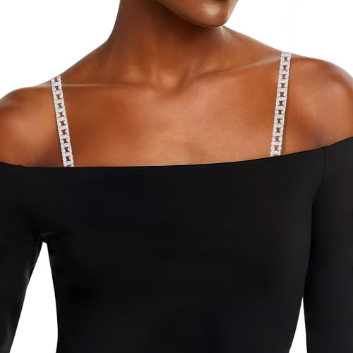 Soportes de sujetador con strass, 2 piezas de sujetadores ajustables para mujer, ropa interior con soporte antideslizante, cinturón invisible para sujetadores, tops de vestido de novia, plata, talla