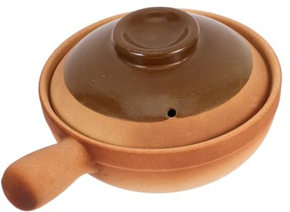 Alipis Cacerola De Barro 850ml Con Tapa Olla De Cerámica Para Arroz y Sopa Resistente y Duradera Adecuado Para Cocina Comercial y Con Diseño Vintage