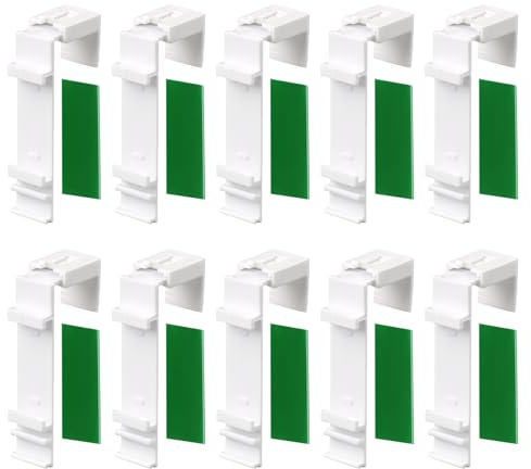 Pack of 10 Long Roller Blind Clamp-On Brackets White Clamp Support for Klemmfix Roller Blind Clamp Support for Double Roller Blind with Green Adhesives Roller Blind Holder Window for PVC Door Wings