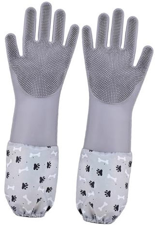 ＡＷＨＡＯ Fellpflegehandschuh für Haustiere, Reinigungshandschuh für Katzen, Haarentfernung, Waschhandschuhe für Hunde, Sanfte Enthaarungsbürste Zum Baden, GRAU