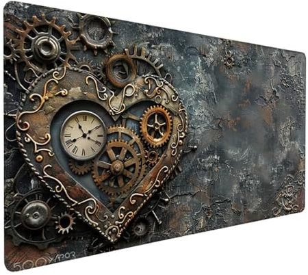 Grau Mousepad XXL 600 x 400 x 3 mm, Groß Gaming Mauspad Abstrakt Muster, Schreibtischunterlage rutschfeste Gummibasis, Wasserfest Mouse Pad Vernähte Kanten, Büro Deko, Geschenke für Frauen Z-934