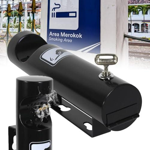 HPTHLY Cendrier Mural D'Extérieur en Acier Inoxydable Brossé, Idéal pour Une Utilisation À L'Extérieur des Bureaux, Restaurants Et Bars.，Black