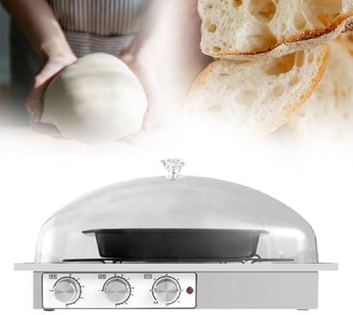 pealiritansemen Machine De Fermentation De Pâte, Étuve À Température Réglable, Couvercle en PC Transparent, Corps en Acier Inoxydable, Livré avec Bassin À Pâte Et Grille, pour Faire du Pain
