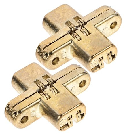 HOLIDYOYO 2pcs Zinc Alloy Thickened Silent Hidden Hinges Mute Cross Invisible Table Door Loose-Leaf Hardware for Cabinet and Furniture Installation