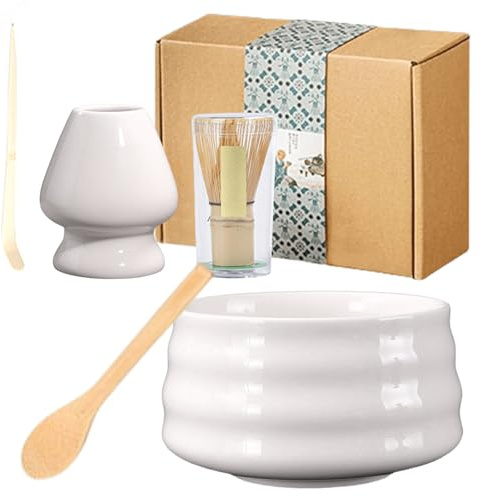 Matcha Set de 5 piezas, juego de 5 piezas, batidor de té de bambú, juego de té matcha, batidor matcha, juego de ceremonia de té Matcha, juego con whisk matcha y cerdas de escoba para polvo de matcha