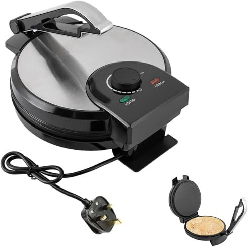Electric Pancake Maker, 1200W Mini Chapati Maker, 23cm/9 inch, Non-Stick Roti Maker with Indicator Lights, Adjustable Temperature, Electric Tortilla Press for Pancakes, Crepes, Omelettes