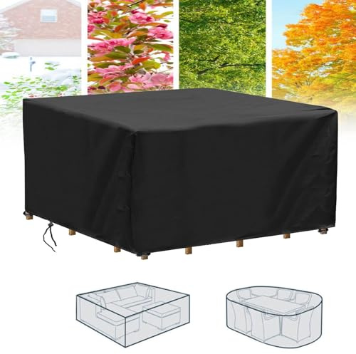 UKIXOM 120x120x120cm/LxWxH Housse Salon de Jardin Bâche Housse Table de Jardin Tissu Oxford 600D Couverture de Protection Meubles Exterieur Imper, Housses pour Mobilier de Jardin Imperméable Anti-UV