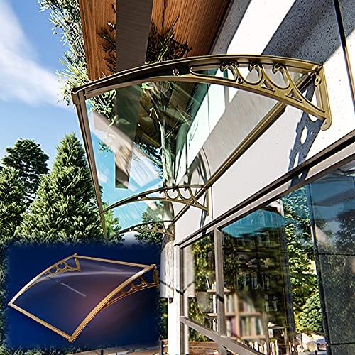Böjd markis för moderna hem utomhusbruk tyst regnskydd klar polykarbonat aluminiumfäste justerbar 80450 cm snyggt fasadskydd
