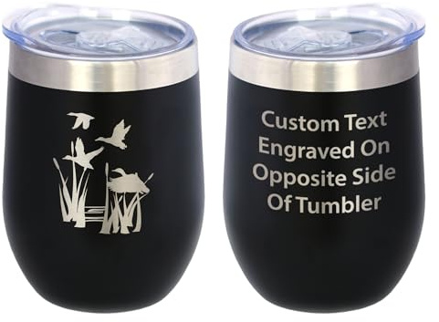 Custom Duck Pond - Personalized Wine Tumbler Glass with Sliding Lid - Stainless Steel Insulated Mug - Unique Duck Gifts for Women and Men