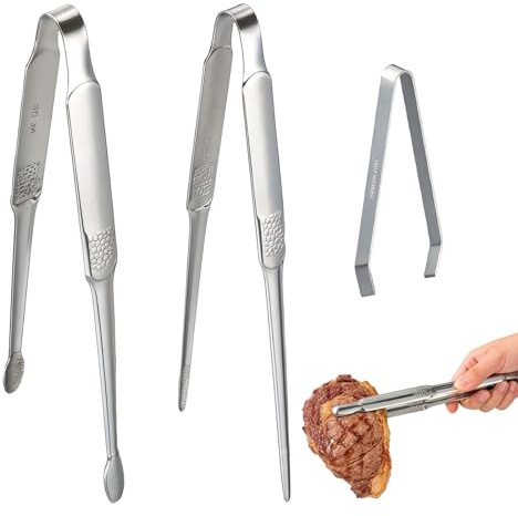 3 Pinzas de Cocina de Acero Inoxidablede Precision, Utensilios Finas Chef Profesionales, Pinzas de Espina de Pescado para Alimentos Cocinero Mariscos Barbacoas, 27.5cm *2 + 11.5cm *1