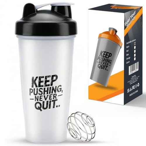 Roe Tenpo Protein Shaker Bottle 600ml, Leak-Proof & BPA-Free, Dishwasher Safe with Wire Mixing Ball and Wide Mouth, Ideal for Protein Shakes, Smoothies, Pre-Workout and Daily Hydration