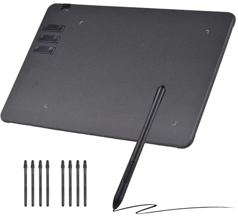 GEERYZHE Tablette de Dessin Graphique T906 pour Artistes – Bloc de Croquis Numérique Ultra Fin 9,8 X 6,1 Pouces avec Stylet sans Batterie, 16384 Niveaux de Pression, 10 Touches de Raccourci, 8 (1)