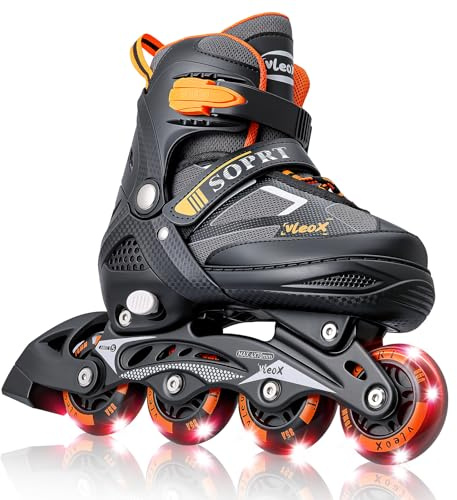 Vleox Inline Skates Kinder Verstellbar für Jungen, 4 Größen Rollschuhe