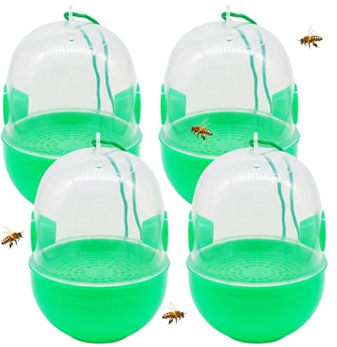 Bifällor | Hornet fälla, 4 st getingfällor utomhushängning, envägs ingång bi fälla för utsidan, återanvändbar plast