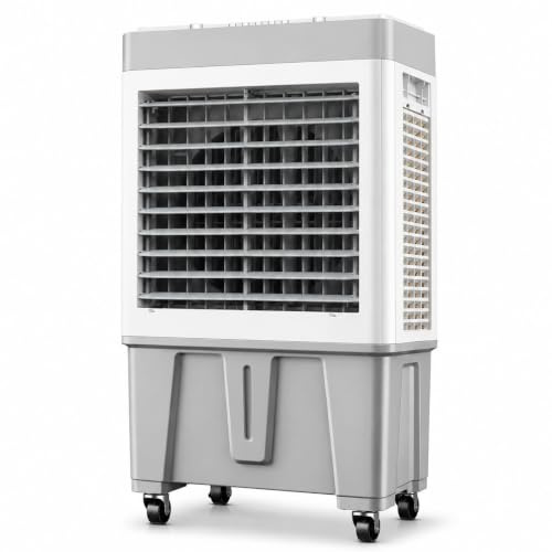 Enfriador Evaporativo Portátil con Oscilación 120°, Ventilador Industrial de Alta Potencia para Hogar, Oficina y Uso Comercial, 4 Velocidades 88cm