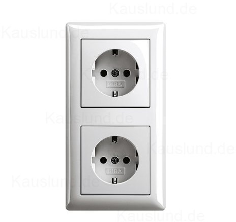 Komplett-Set, Steckdose, 2-fach, Gira, Serie Standard 55 - Reinweiß, glänzend (1x)
