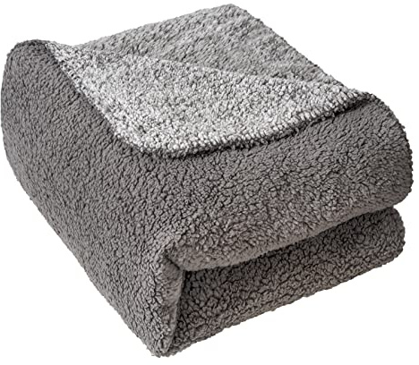 EHC Large Super Soft Plush Lightweight Fluffy Teddy Fleece Blanket Bedspread Thermal Warm Sherpa Fleece For Double Bed Sofa Couch Armchair 150 x 200 cm Dark Grey