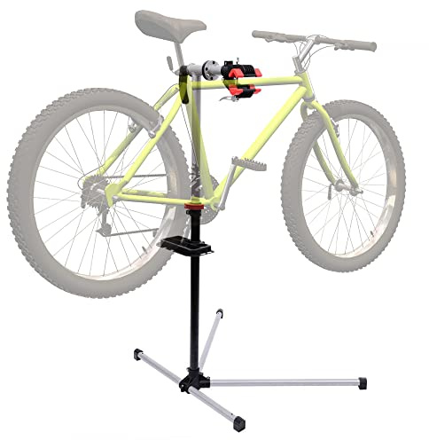 HOMCOM Soporte de Reparación Portátil Caballete de Bicicleta para Hogar con Altura Ajustable 109-180 cm Giratorio 360° Bandeja de Herramientas hasta 30 kg 100x66x180 cm Negro