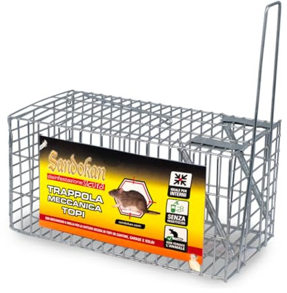 Sandokan Trappola per Topi Dispositivo in Metallo Cattura Senza Ferire l'Animale Pronta all'uso Anti Roditori e Animali Selvatici