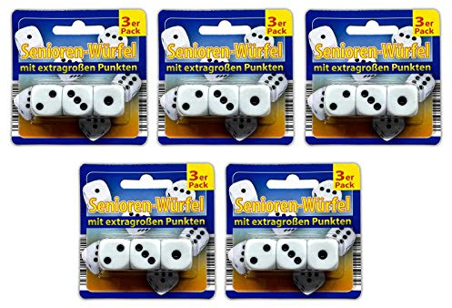15x Würfel mit Augenzahlen Würfelset XL Spielwürfel Senioren Würfel