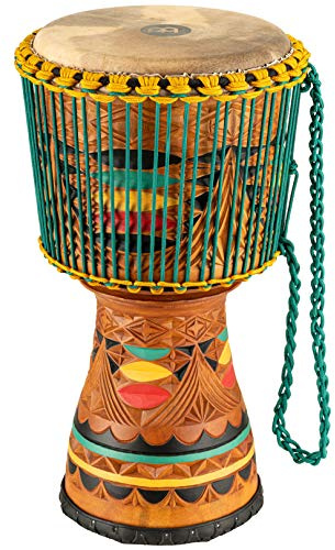 Meinl Percussion 12 Artisan Edition Tongo Carved Djembe, Coloured Carving