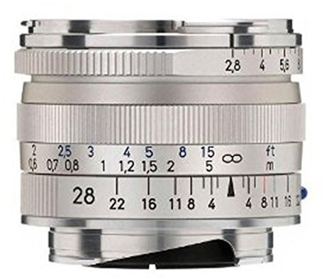 ZEISS Ikon Biogon T* ZM 2.8/28 Weitwinkel-Kameraobjektiv für Leica M-Mount Entfernungsmesser-Kameras, Silber