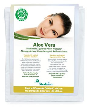 Mediflow Aloe Vera Schonbezug, Kissenschonbezug, Baumwolle, Weiß, 40 x 80 cm