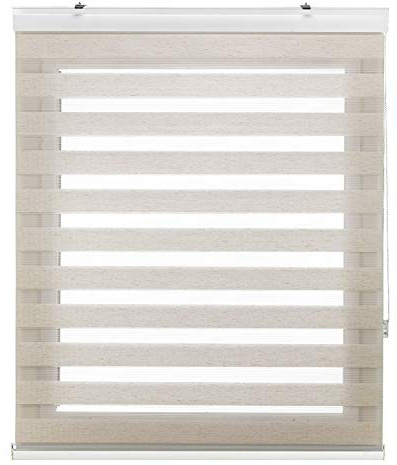 Zebra Textil SANSA Doppelrollo mit dekorativer Kassette, Ekrü, 145 x 250 cm