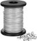 Alambre para colgar marcos de fotos con revestimiento de vinilo, carrete de alambre de acero inoxidable con 20 fundas de bucle de crimpado de aluminio, soporta hasta 110 libras (1.5 mm x 98 pies)