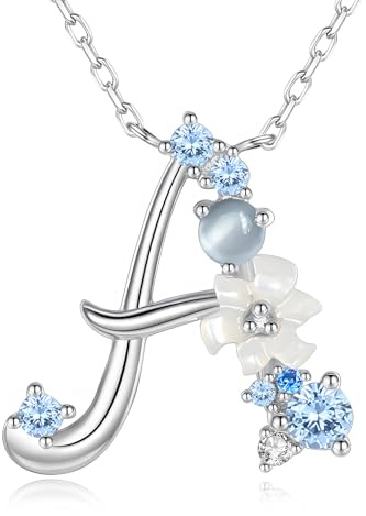 VIKI LYNN Damen Initiale Halskette Buchstabe A-Z Alphabet Anhänger Schmuck 925 Sterling Silber und Zirkonia Anfangsbuchstaben Personalisierte Geschenke für Mädchen Frauen