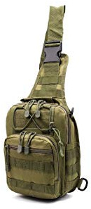 Poggapp Sling Bag Tactical Backpack Outdoor Shoulder Bag Satchel Chest Packs Daypacks for Smart Phone Climbing Camping Cycling Hiking (Army Green)