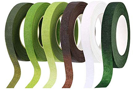 QincLing Florist Tape，6 Rolls Dark Green Floral Tape Flower Floral Bouquet Stem Wrap Tape 90 Feet/Roll (6 Pieces Multicolor)