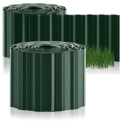 com-four® 2X Rasenkante 10 x 900 cm aus Kunststoff - Flexible Beeteinfassung für Rasen, Blumenbeet oder als Mähkante - Grasabschluss, Länge individuell anpassbar - Beetumrandung