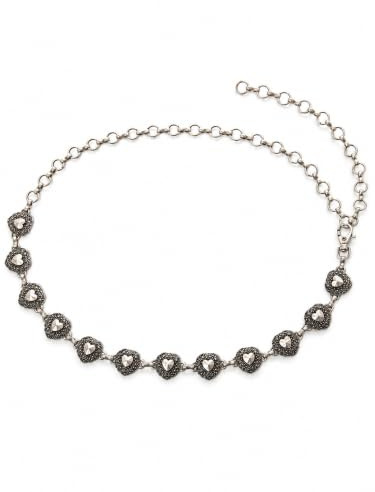 collezione alessandro Kettengürtel Frieda mit Vintage Herzen in altsilber